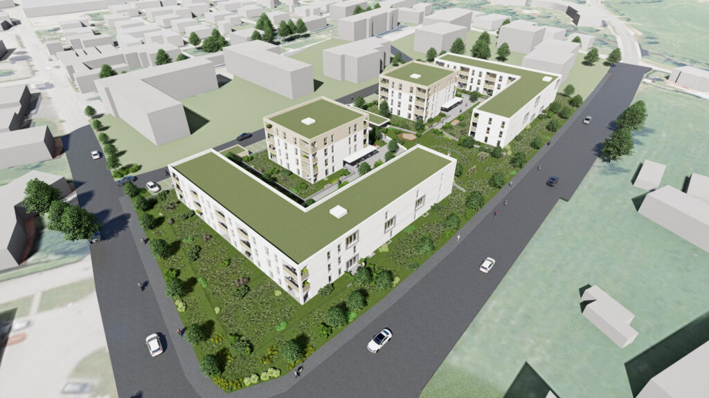 Vogelperspektive auf Leerstraße gesamt